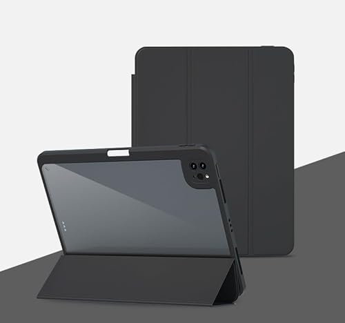 Funda inteligente para Xiaomi Mi Pad 5 / Pad 5 Pro, cubierta magnética desmontable, con parte trasera transparente y soporte para lápiz, apagado y encendido automático, negro
