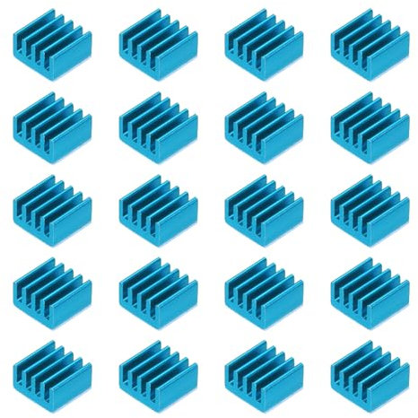 QUARKZMAN 20pz 9x9x5mm Dissipatore Alluminio Radiatore Calore Bacino Raffreddamento con Termico Blu Sticker per Chip CPU, Potenza Transistor, FET, IC, Potenza Amplificatore, Cielo Blu