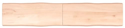 INLIFE Tischplatte 200x40x6 cm Massivholz Eiche Unbehandelt Baumkante,18,6 KG,363915