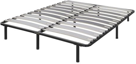i-flair Metallbett Deck 140x200 cm - Stabiler Metall-Lattenrahmen auf Füßen mit Breiten Latten - Lattenrost für alle Betten und Matratzen geeignet