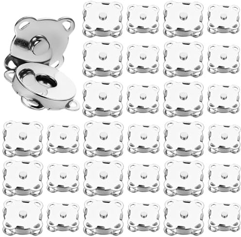 Wekuw 30 Stücke Magnetknöpfe 14mm/18mm Magnetische Knopf, Magnetverschluss Taschen Pflaumenförmige Magnetknopf zum Annähen, für Handarbeiten Basteln Kleidung Nähen