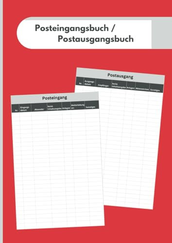 Posteingangsbuch / Postausgangsbuch (A4, 108 Seiten, glänzendes Softcover, Rot)