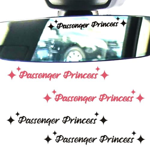 WKRTDY 4 Stück Neue Beifahrerprinzessin Aufkleber Auto-Spiegelaufkleber für den Beifahrer, Vinyl-Auto-Deko für den Innenraum, passend für hintere Fahrzeuge Accessoires für das Auto
