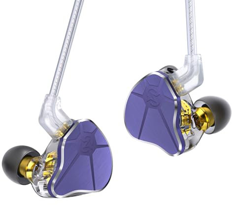 Yinyoo CCZ BC04 IEM in Ear Monitors, Hybrid DD+BA High Dynamic Music Wired Earbuds Earphones, Stereo Sound Ear Headphones for Musician Singer, High Purity 5N OFC Plated Silver Cable (No mic, Purple)