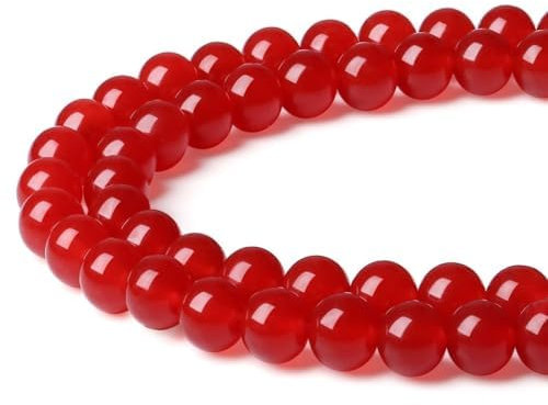 XIANNVXI 8mm Naturstein Red Jasper Perlen zum Auffädeln mit Loch Runde Kristalle Edelsteine zum Auffädeln Perlen für Armbänder Ketten DIY Schmuck Basteln (ca. 47 Stück)
