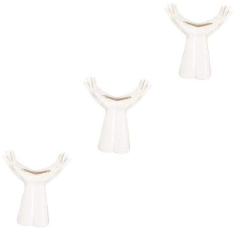 ABOOFAN 3St Handvase Einweihungsparty hydroponischer Topf Handbehälter anatomisches Herz Bauernvase einmachgläser Keramikvase Blumenarrangementvase kleine Vasen Schreibtisch schmücken Weiß