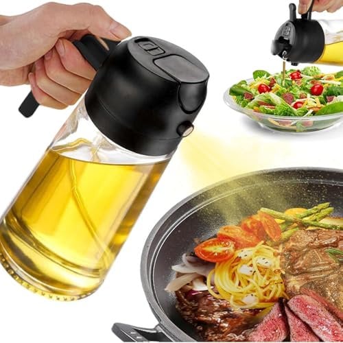 SWEET VIEW 470 ML Spray Pour Huile et Distributeur d Huile, Huile d'olive Distributeur verseur pour, Cuisine,Friteuse d'air,Salade, Barbecue (Noir)