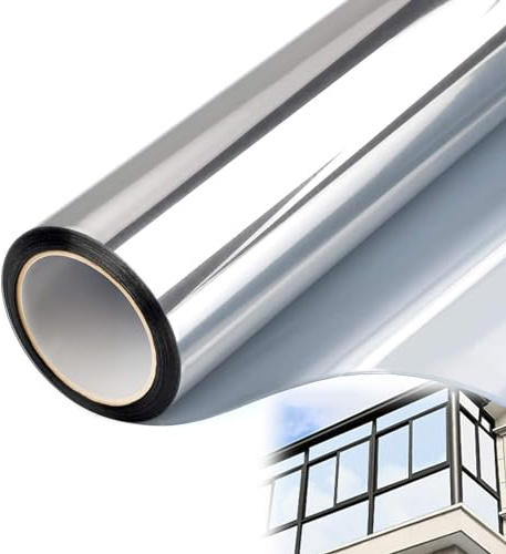 One Way Window Film Privacy Anti Glare Window Film Privacy Film For Glass Windows Reflective Window Film UV Blocker Window Tint Film Home,Office, Silver Daytime Blackout Window Tint ( Color : Silver ,