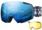 OutdoorMaster Heron Skibrille mit 2 Gläsern, rahmenlos, magnetisch austauschbare HD Toric Lens, OTG Snowboardbrille für Männer & Frauen, 100% UV-Schutz Snow Goggles (RevoBlau Vlt 16% + Gelbe Linse)