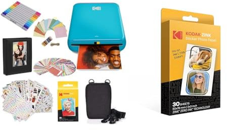 KODAK Step Sofortbilddrucker mit Bluetooth/NFC & 5,1 x 7,6 cm Premium Zink vorgeschnittenes Aufkleber Fotopapier (30 Blatt) kompatibel Step Drucker, Weiß, RODZ2X330C