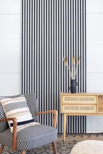 Leiste24 Akustikpaneel - Lamellenverkleidung - Wandverkleidung - 2.400 x 600 mm - Akustikfilz Schwarz - Lamellendekor Beton