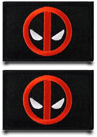 2 Stück Kompatibel mit Film Deadpool Logo Lustige Flagge Patch Abnehmbare Aufnäher mit Nylon Taktisch Militär Applikation für Weste Stickereibänder Rucksäcke Jacke Taschen Hundegeschirr Kleidung
