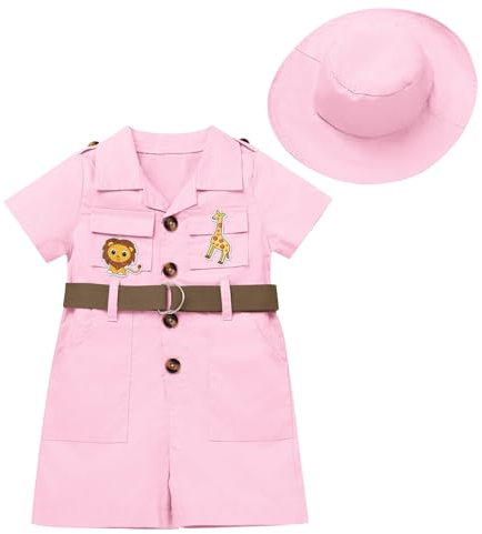 FYMNSI Zoow�rter Kost�m f�r Kinder Baby M�dchen Jungen Zookeeper Safari Dschungel Forscher Anzug Explorer Set Tierpfleger MaskenKost�m Afrika Forscher Fasching Karneval Verkleidung Rosa 12-18 Monate