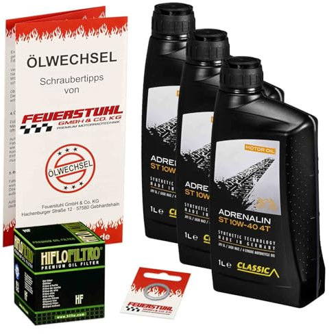 Öl & Ölfilter für Honda CBR 600 RR, 2003-2006 (PC37), Ölwechsel Set, Classic 10W-40 Motoröl + HiFlo Filter + Dichtring(e)