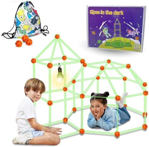 Stock Trends 100 Pcs DIY Höhle Bauen Kinder Konstruktionsspielzeug - Im Dunkeln Leuchtendes Kinder Höhle Indoor | Outdoor Spielzeug Kinder | Höhle Kinder | Kreatives Bauset Höhlen Set Kinder