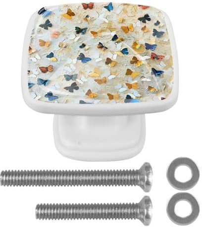 Art Butterflies - Paquete de 4 pomos de cristal transparente para cajones de gabinete, diseño cuadrado, herrajes duraderos para cocina, hogar, baño, dormitorio, armario, oficina, estantería, armario