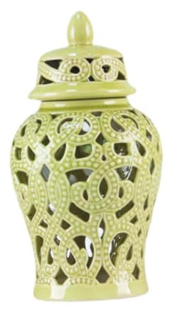 JISADER Tempelglas Blumenvase Blumenarrangement Orientalischer Stil Ingwerglas Aufbewahrungsorganizer, Gelb