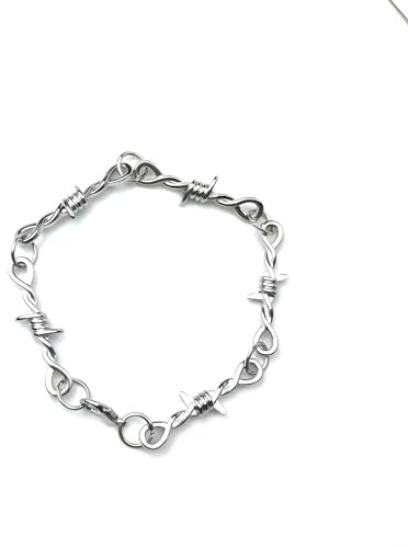 Girls Accessories Collana con Filo spinato in Argento Sterling 925, Collana Girocollo Unisex con Piccoli rovi di Filo, Girocollo con Catena di Piccole Spine in Filo spinato Punk Gotico Hip-Hop,