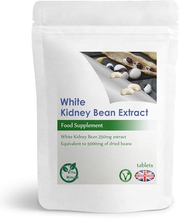 White Kidney Bean 5000mg Extract Tablets, Diet, Heart, Carb Blocker, Weight Management, Vegan (Pack of 30)