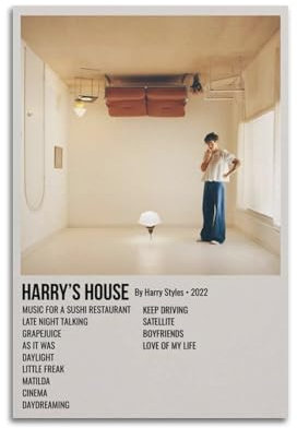 Harry Styles Harry's House Album-Poster, Kunst-Wanddekoration für Innenbereich, Bar, Restaurant, Wohnzimmer, ästhetischer Druck, 40 x 60 cm, ungerahmt, 17