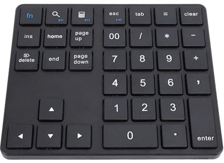 Bluetooth-Nummernblock für Laptop, Kabellose Nummerntastatur, Wiederaufladbarer USB-Ziffernblock mit 35 Tasten, Numpad, Externe Numpad-Tastatur für Laptop, PC, Notebook (Black)