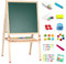Tableau noir double face, Chevalet Enfant en Bois Réglable en Hauteur Tableau et Tableau Blanc avec Craie Aimants Cadeau de Jouet Educatif Créatif pour Garçon Fille de 3+ Ans 57 * 55 * 148CM