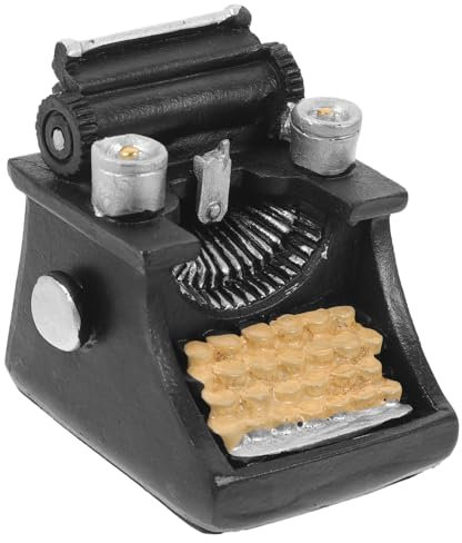 KONTONTY Mini-Schreibmaschine Miniatur Bausätze Puppe Schreibmaschinenverzierung Dollhouse Decor Micro Landscape Decor Mini-Retro-Schreibmaschine Retro-minifigur Harz Black