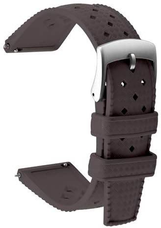 Uhrenarmbänder Kautschuk Uhrenarmband 20mm 22mm FKM Hochwertig Flexibel Fluorkautschuk Armband Herren Uhr Sportuhr Kompatibel Uhrenarmband Silikon Weiches Elastisch Uhrenarmband (20mm, Dunkelbraun)