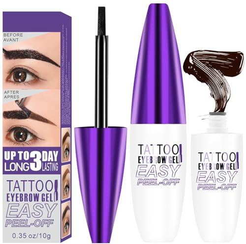 Gel de Cejas Peel Off, Tinte de Cejas Semi-permanente, Resistente al Agua y de Larga Duración, Tinte en Gel para Cejas Tattoo Brow, Hasta 3 Días de Duración, Apto para Todo Tipo de Cejas (#1)
