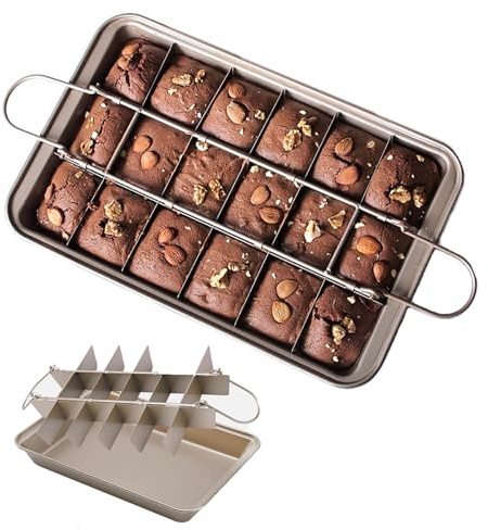 Brownie Pan with Dividers,Brownie Tin Tray,18-Cavity Non Stick Brownies Traybake for Oven Baking Roasting Cake Cookies