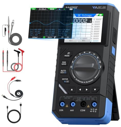 Oszilloskop,3 IN 1 Handheld Oszilloskop 10MHz Bandbreite,19999 Zähler Digital Oszilloskop Multimeter DDS Generator 48MS/s Abtastrate,AC/DC Spannung Strom,Kondensator,Widerstand,Diode Test