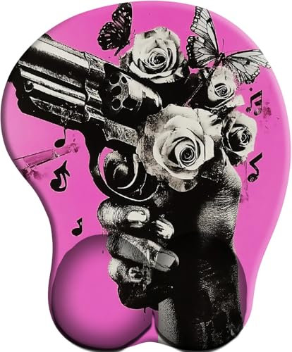 3D Mauspad mit Gelkissen Flüstern von Guns N' Roses Mousepad Ergonomisches mit Handauflage für schonende Handgelenk Haltung für das Home Office Arbeiten Lernen
