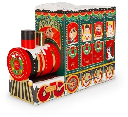 Legami - Adventskalender 2025, 24 Überraschungen, darunter 1 löschbarer Stift in limitierter Auflage, wiederverwendbar, langlebig, Details aus Folie und Glitzer, 33 x 39 x 6,7 cm