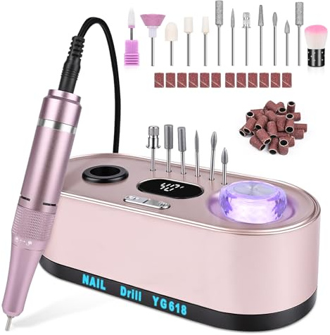Glovios Elektrische Nagelfeile Nagelfräser für Gelnägel 12 in 1 Nagelfräser Professionell ,40000U/Min,LCD Maniküre Pediküre Set,für den Heimgebrauch und Nagelstudios
