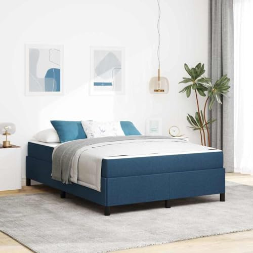 QZZCED Boxspringbett in Blau und Schwarz, 160 x 200 cm, mit Taschenfederkernmatratze, Holzrahmen und einfachen Pfostenfüßen für einen erholsamen Schlaf und Stabilität