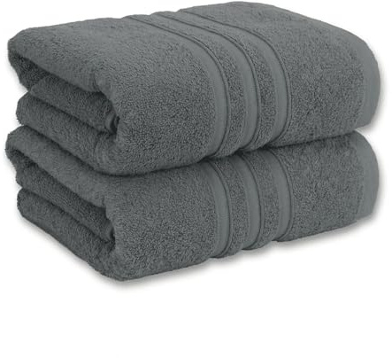 Vency Premium 2er Pack Duschtücher Set - 100% Baumwolle - Saugfähige und langlebige Duschtücher, Größe 70x140 cm, Anthrazit Grau