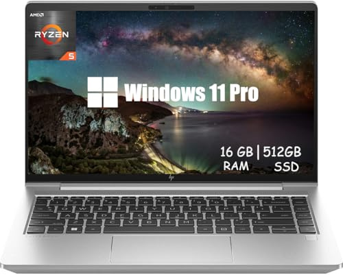 HP EliteBook 645 G10 Business Laptop, 14 Zoll FHD (1920x1080), AMD Ryzen 5 7530U, 16GB RAM, 512GB SSD, US Tastatur QWERTY, Windows 11 Pro (Generalüberholt)