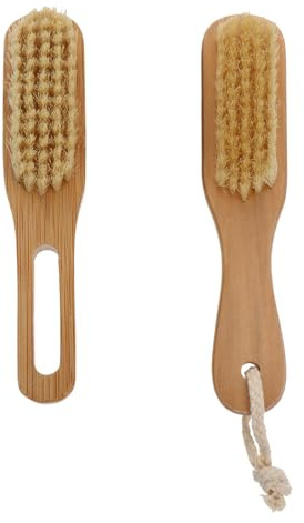 Healeved Double Sided Nail Brush Fingernail Scrubbing Brush 2pcs with Wooden Handle and Pig Bristles Sturdy Pp Material Manicure Tool Random Color for Cleaning Hands or Feet for Home or Salon Use