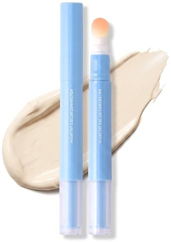 Juego de 2 correctores para la cara, corrector giratorio, con dosificación precisa, corrector para cubrir imperfecciones, ojeras, rojeces y manchas (blanco frío)