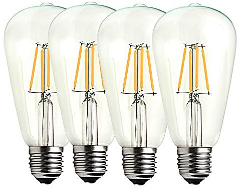 OUGEER 4er Stücke E27 4W ST64 LED Filament Glühbirne Edison Vintage Glühlampe Lampe Birne, Warmweiß 2700K,Nicht Dimmbar,AC220V-240V,Äquivalent 40W E27 TS64 Edison Halogenbirne