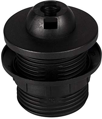 Douille E27 en plastique (PBT Version), filetage à abat-jour col et bague de montage Noir