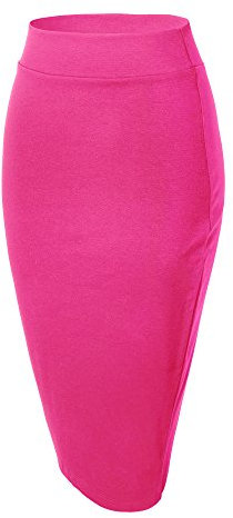 Damen Midi Rock Stretch Figurbetont Business Bleistift Röcke (XL, Rose)