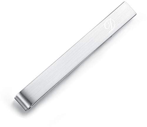 HONEY BEAR 5.4cm Herren Briefe Initialen Krawattennadel Krawattenklammer für Normale Krawatte Tie Clip,Gebürstetes Silber (D)