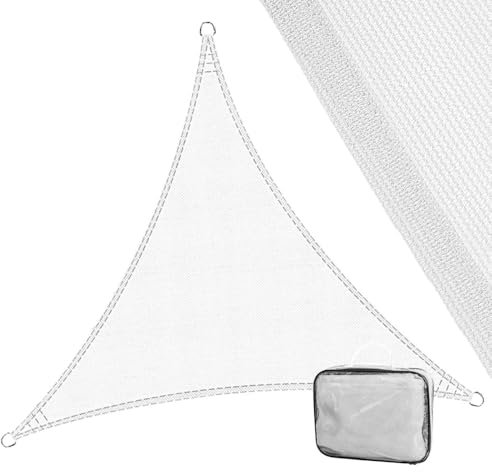 LOLAhome Toldo Vela de Sombra ANTICHARCOS | 5x5x5 m Triangular Blanco | Fibras Alta Resistencia 200gr/m² HDPE, Protección UV, Transpirable | para Exteriores: Jardín, Patio, Terraza