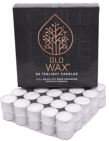 Glo-Wax Lot de 100 bougies chauffe-plat blanches non parfumées de qualité durable pour décoration d'intérieur - 8 heures - 3,7 x 2,4 cm