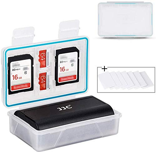 JJC Camera Battery Storage Case, Water-Resistant for Canon Fujifilm Olympus Sony Nikon Ricoh, Holds 4 Batteries & 4 Memory Cards