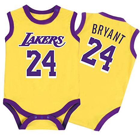 Baby Jersey - Warrior Lakers James Romper ärmellose Overallweste 0-15 Monate,Yellow,73CM