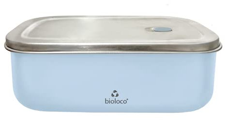 Chic Mic Bioloco Sky Lunchbox aus Edelstahl in der Farbe Light Blue mit einem Fassungsvermögen von 800ml, Maße: 20cm x 14cm x 7cm, BSLB105
