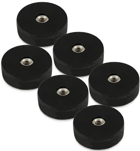 [6 Stück] Neodym Magnete Gummiert 22mm 5,5KG Stark - Gummi Magnet Scheibe mit M4 Innengewinde Bohrung - Für Schrauben, Haken, Öse