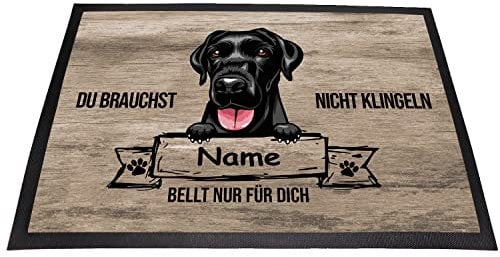 Tierisch-tolle Geschenke Fußmatte Hund „Du brauchst Nicht klingeln“ mit Hundemotiv und Namen (über 70 Rassen verfügbar) | Innen | Außen | Waschbar | Witzig |Personalisiert (Labrador 2)
